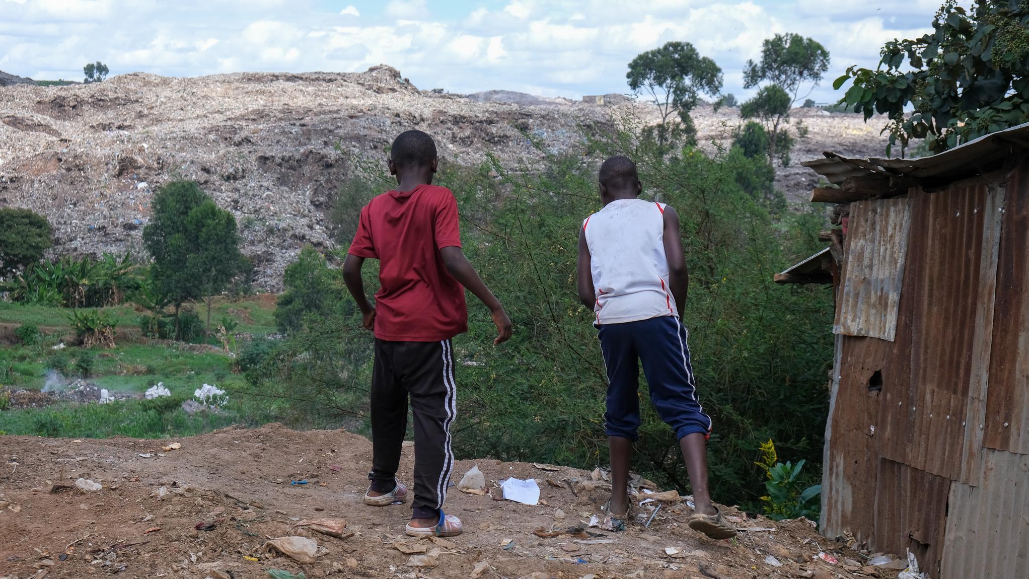 In front of the garbage dump in Korogocho