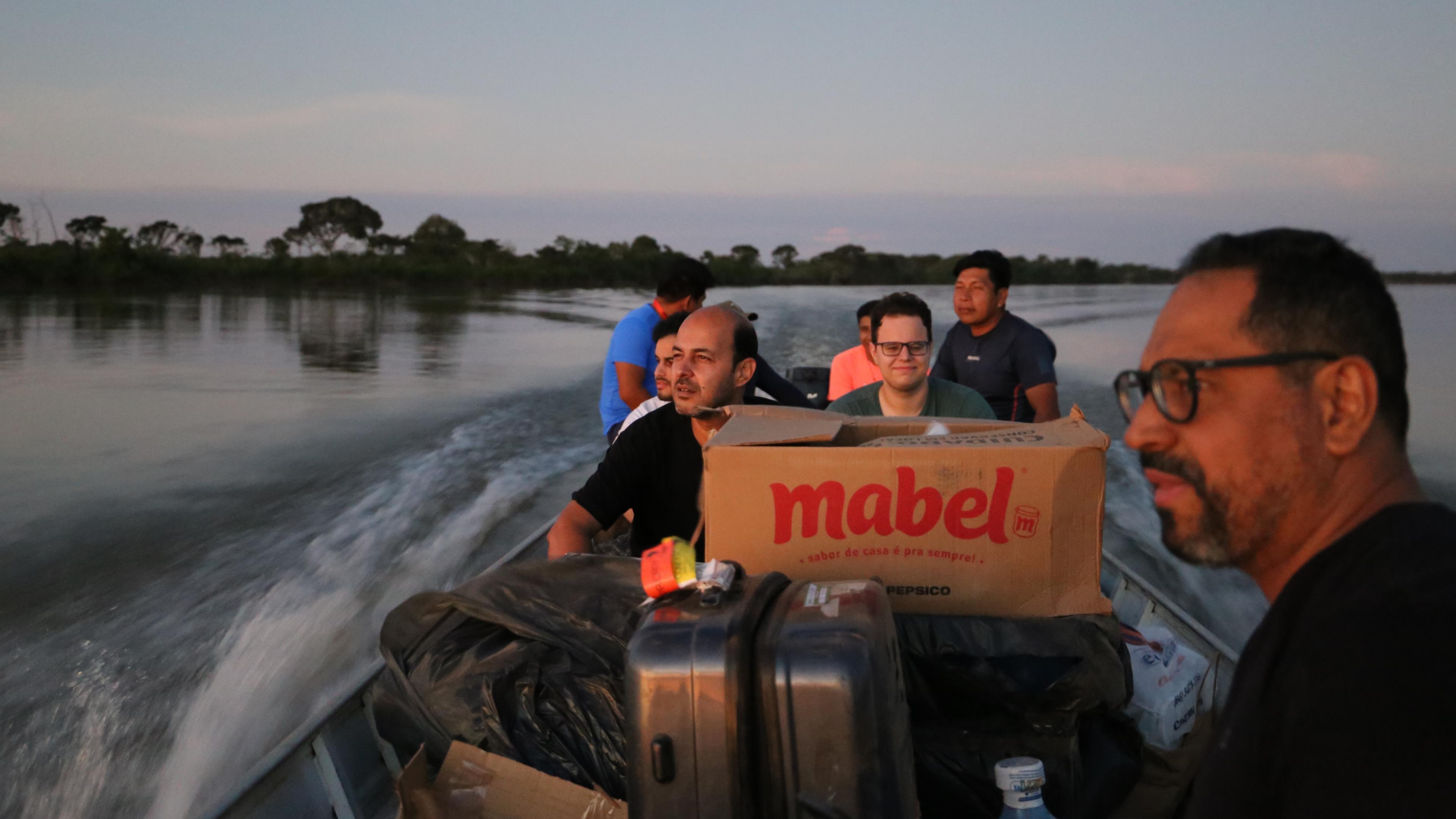 Arrival by boat on the Amazon