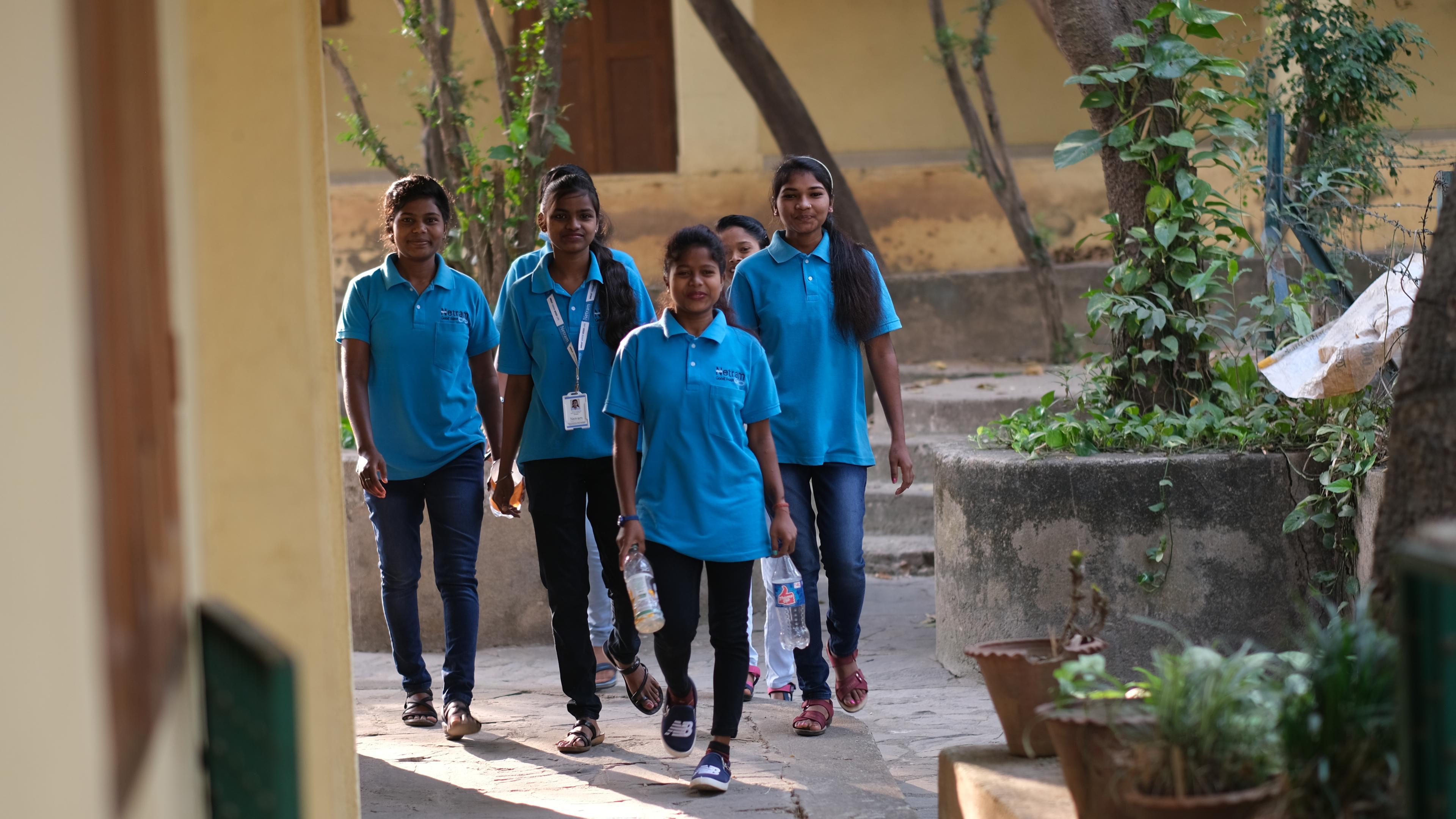 Walking young people in India