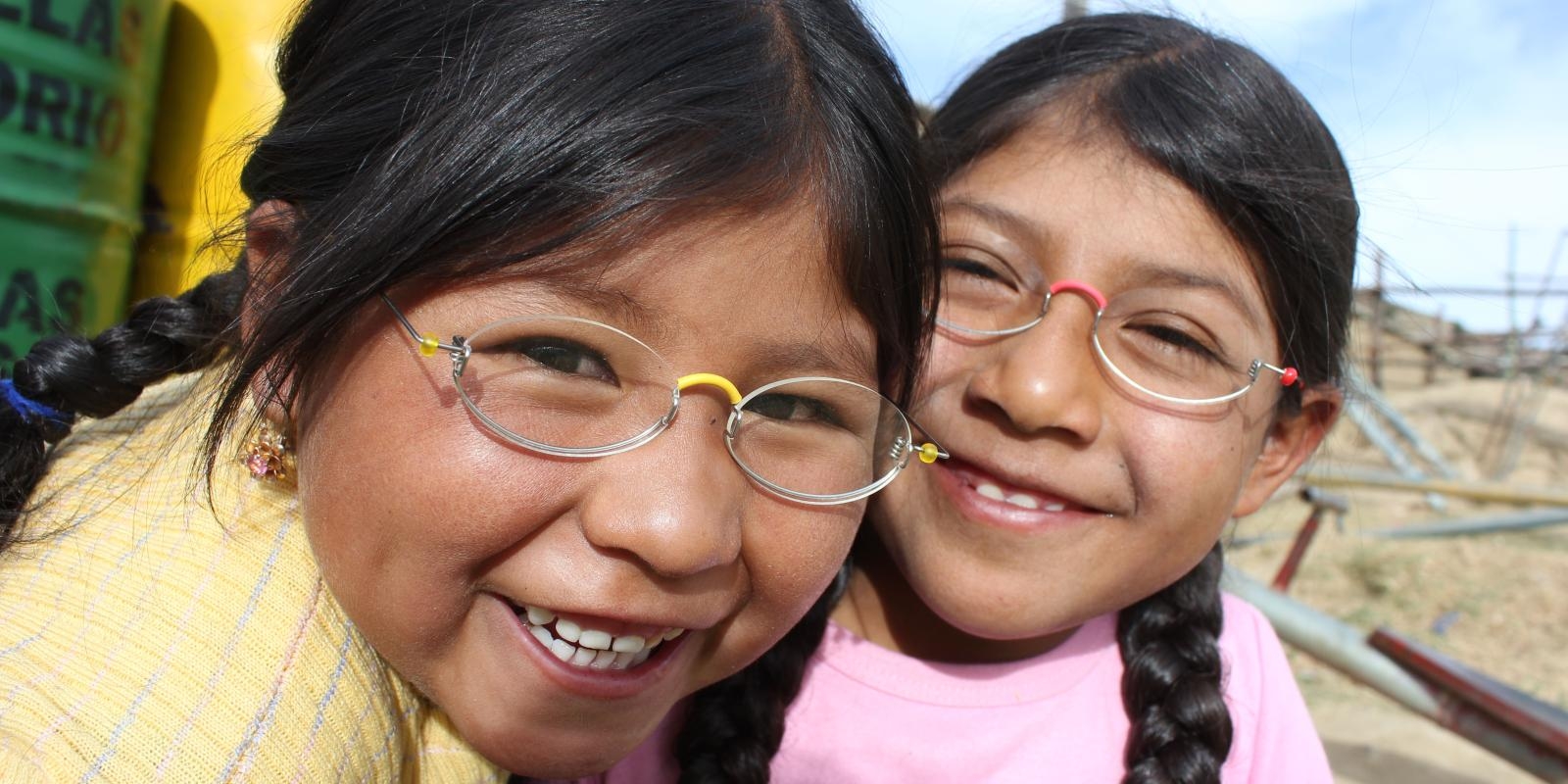 Two Bolivian girls with OneDollarGlasses from GoodVision