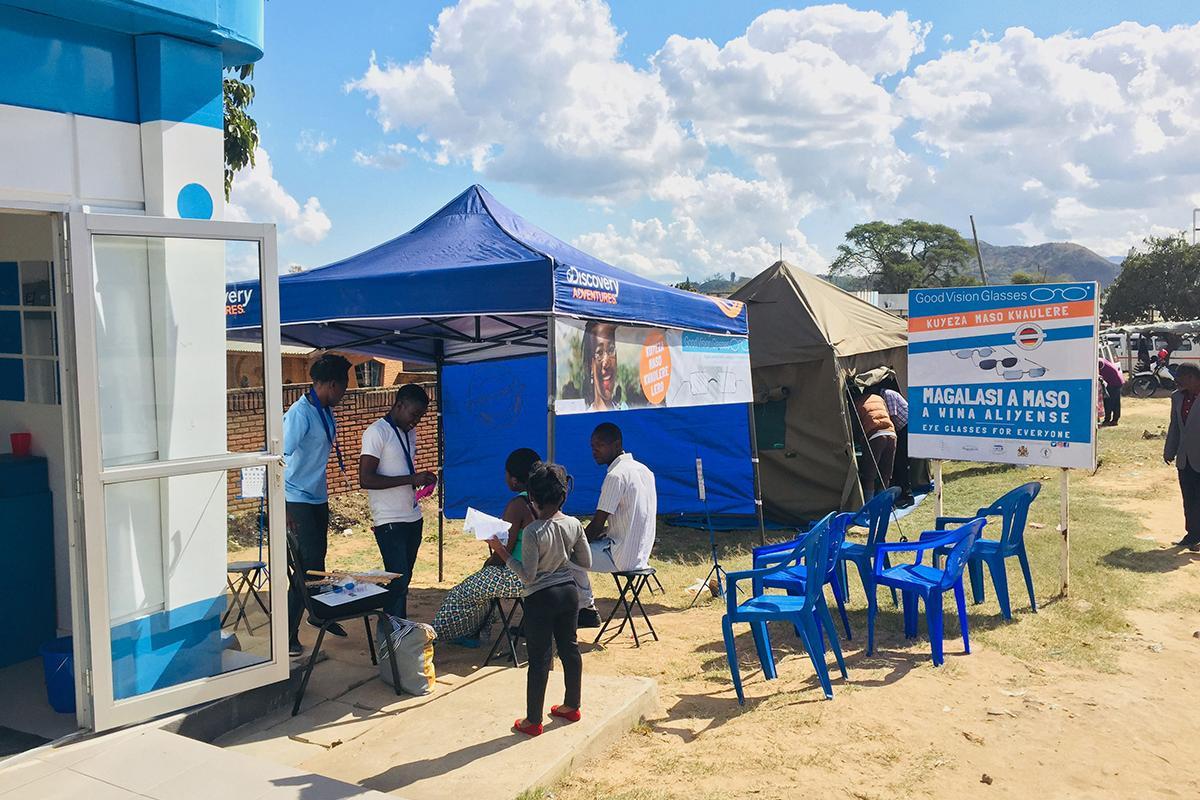 Blue tent pavilion from GoodVision Malawi